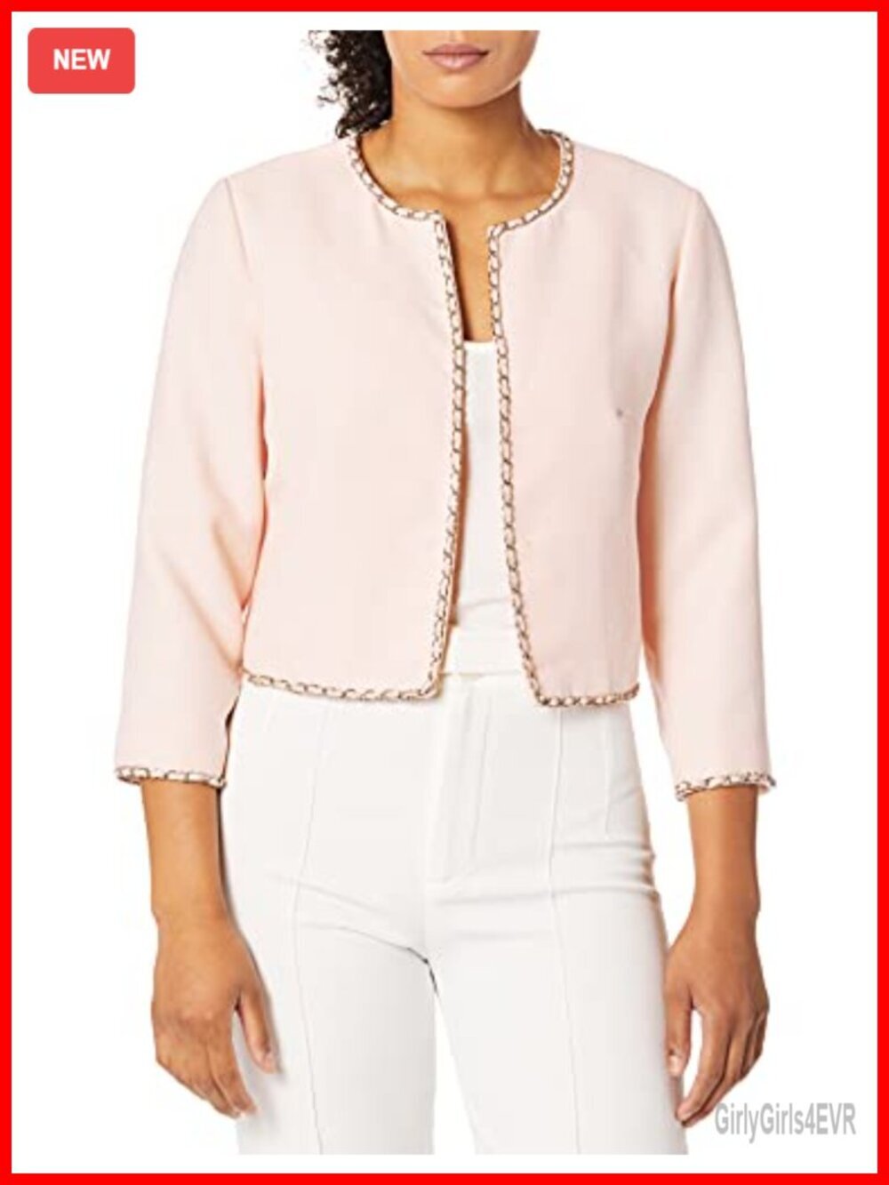 Lightweight Tweed 3/4 Sleeve Notch Collar Blazer Jacket
